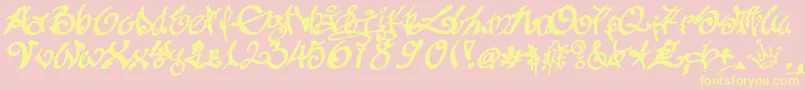 TaggingZher1-Schriftart – Gelbe Schriften auf rosa Hintergrund