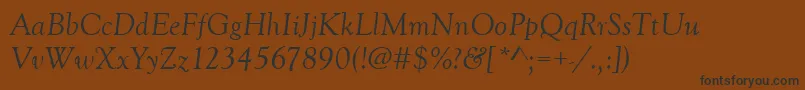 GoudyOldStyleРљСѓСЂСЃРёРІ-Schriftart – Schwarze Schriften auf braunem Hintergrund