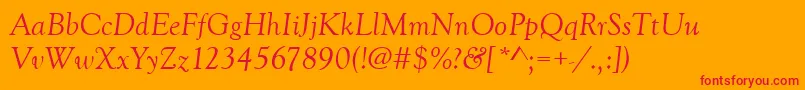 Fonte GoudyOldStyleРљСѓСЂСЃРёРІ – fontes vermelhas em um fundo laranja
