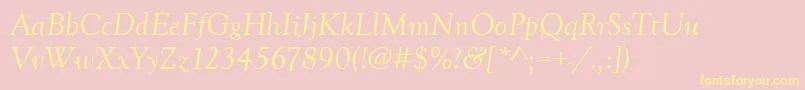 GoudyOldStyleРљСѓСЂСЃРёРІ Font – Yellow Fonts on Pink Background