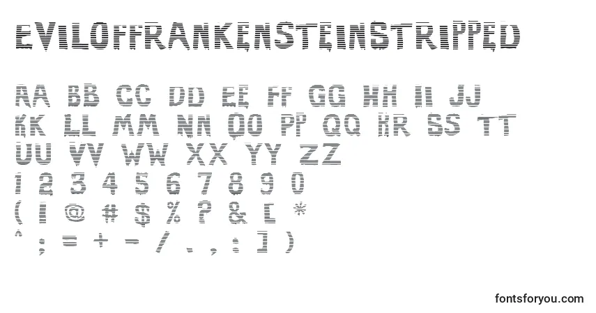 Czcionka EviloffrankensteinStripped – alfabet, cyfry, specjalne znaki