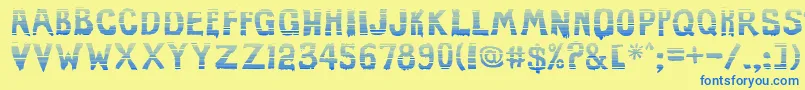 EviloffrankensteinStripped Font – Blue Fonts on Yellow Background