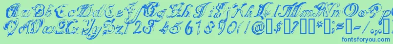 Scripteriagummy Font – Blue Fonts on Green Background