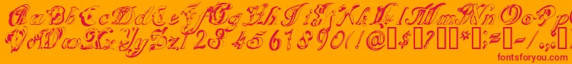 Scripteriagummy Font – Red Fonts on Orange Background