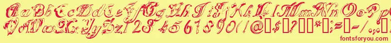 Scripteriagummy Font – Red Fonts on Yellow Background