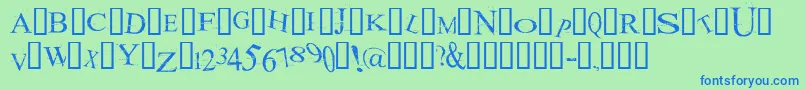フォントAkoom – 青い文字は緑の背景です。