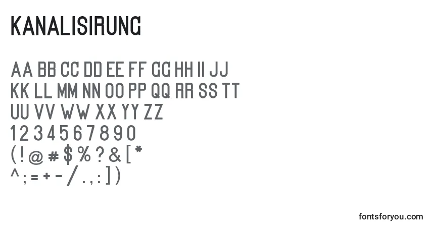 A fonte Kanalisirung – alfabeto, números, caracteres especiais