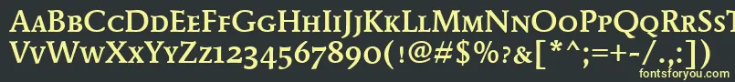 フォントMendozaRomanMdScItcTtMed – 黒い背景に黄色の文字