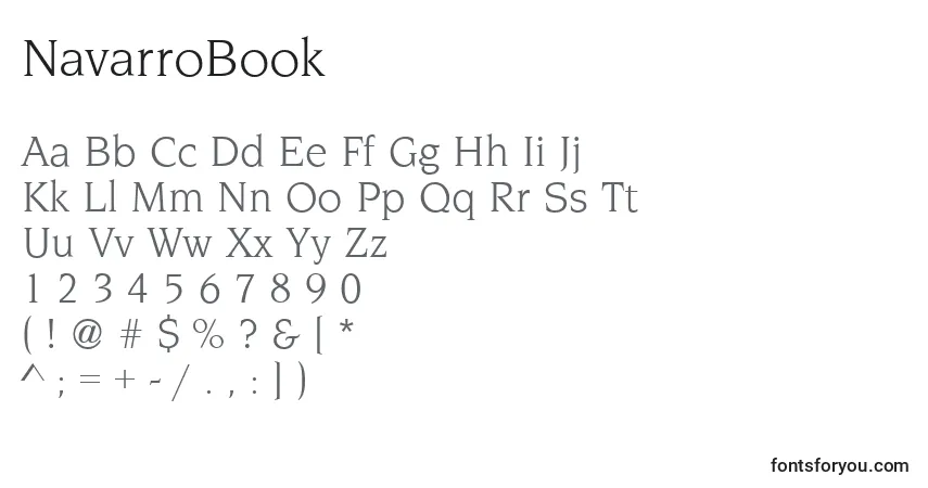 Czcionka NavarroBook – alfabet, cyfry, specjalne znaki