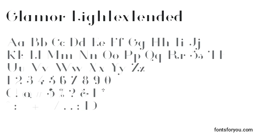 Schriftart Glamor Lightextended – Alphabet, Zahlen, spezielle Symbole
