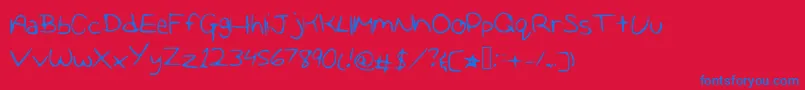 Marleyandme-Schriftart – Blaue Schriften auf rotem Hintergrund
