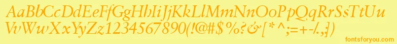 GaramondretrospectivesskItalic Font – Orange Fonts on Yellow Background