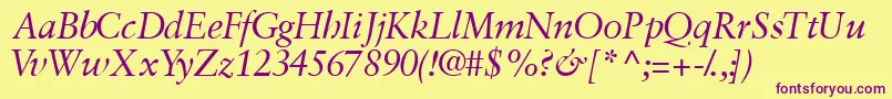 Шрифт GaramondretrospectivesskItalic – фиолетовые шрифты на жёлтом фоне