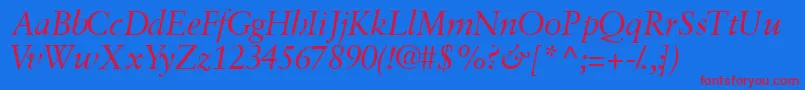 GaramondretrospectivesskItalic Font – Red Fonts on Blue Background