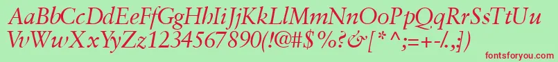 GaramondretrospectivesskItalic Font – Red Fonts on Green Background