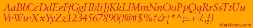 フォントGaramondretrospectivesskItalic – オレンジの背景に赤い文字