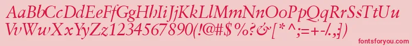 フォントGaramondretrospectivesskItalic – ピンクの背景に赤い文字