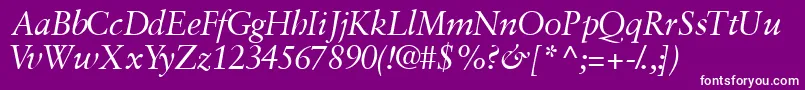 GaramondretrospectivesskItalic Font – White Fonts on Purple Background