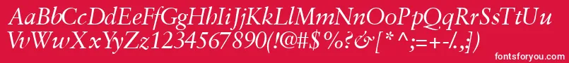 GaramondretrospectivesskItalic Font – White Fonts on Red Background