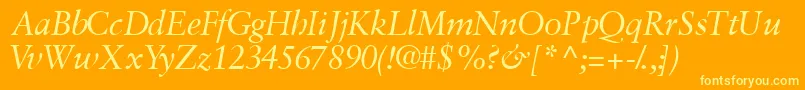 GaramondretrospectivesskItalic Font – Yellow Fonts on Orange Background