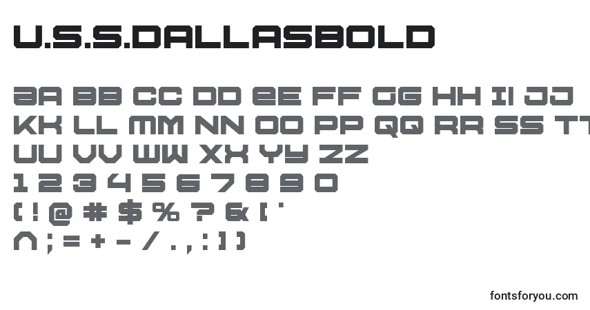 A fonte U.S.S.DallasBold – alfabeto, números, caracteres especiais