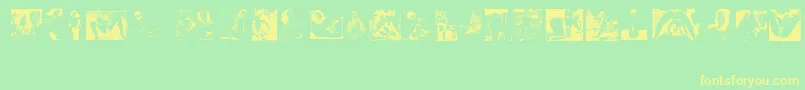 フォントVintagePorn – 黄色の文字が緑の背景にあります