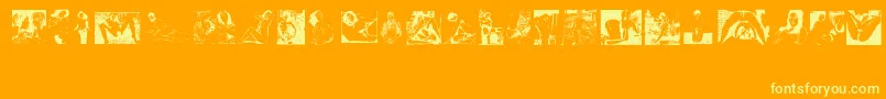 VintagePorn-Schriftart – Gelbe Schriften auf orangefarbenem Hintergrund