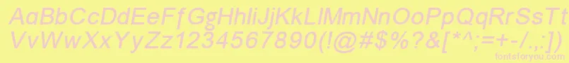 Шрифт ErUnivers866Italic – розовые шрифты на жёлтом фоне