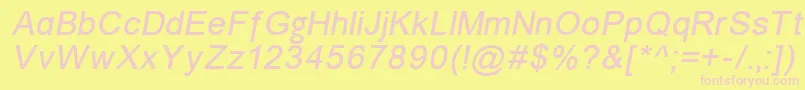 ErUnivers866Italic Font – Pink Fonts on Yellow Background