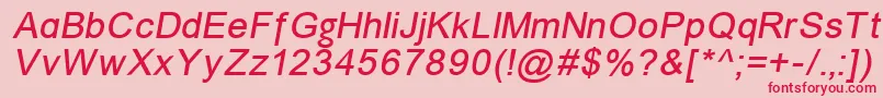 フォントErUnivers866Italic – ピンクの背景に赤い文字