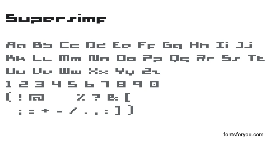 Шрифт Supersimf – алфавит, цифры, специальные символы