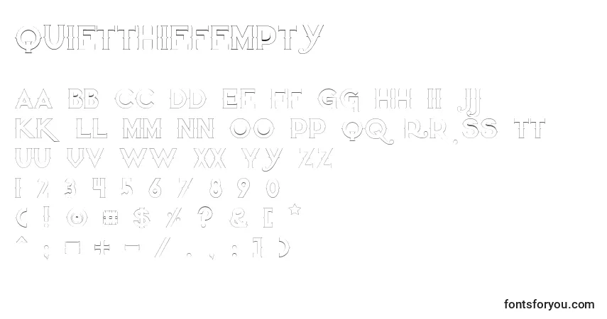 A fonte Quietthiefempty – alfabeto, números, caracteres especiais