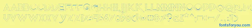 Quietthiefempty-Schriftart – Blaue Schriften auf gelbem Hintergrund