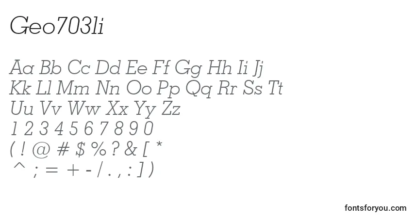 Geo703li-fontti – aakkoset, numerot, erikoismerkit