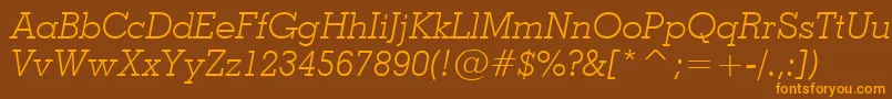 Geo703li Font – Orange Fonts on Brown Background