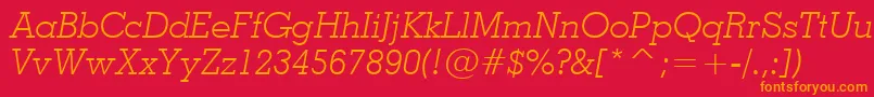 フォントGeo703li – 赤い背景にオレンジの文字