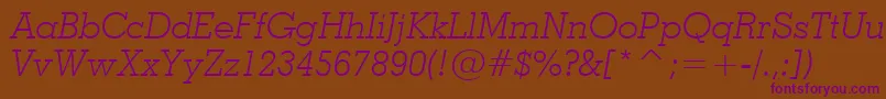 Geo703li-fontti – violetit fontit ruskealla taustalla