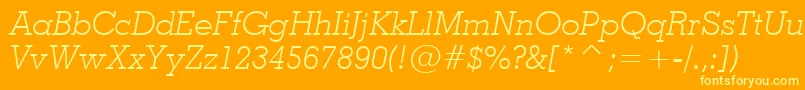 Geo703li-Schriftart – Gelbe Schriften auf orangefarbenem Hintergrund