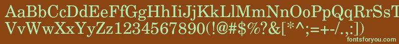 Agnewhandbookc-fontti – vihreät fontit ruskealla taustalla