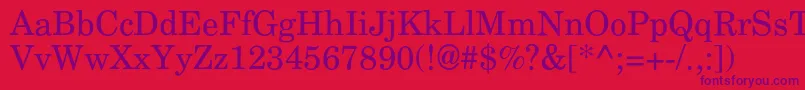 Czcionka Agnewhandbookc – fioletowe czcionki na czerwonym tle