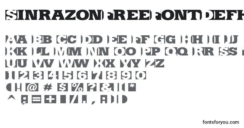 Шрифт SinrazonFreeFontDefharo (78180) – алфавит, цифры, специальные символы