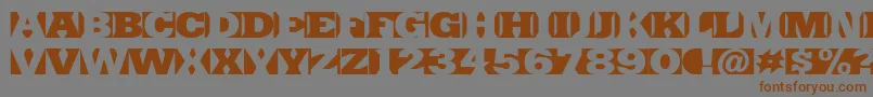 フォントSinrazonFreeFontDefharo – 茶色の文字が灰色の背景にあります。