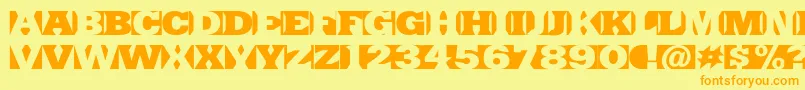フォントSinrazonFreeFontDefharo – オレンジの文字が黄色の背景にあります。