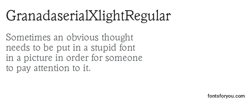 Review of the GranadaserialXlightRegular Font