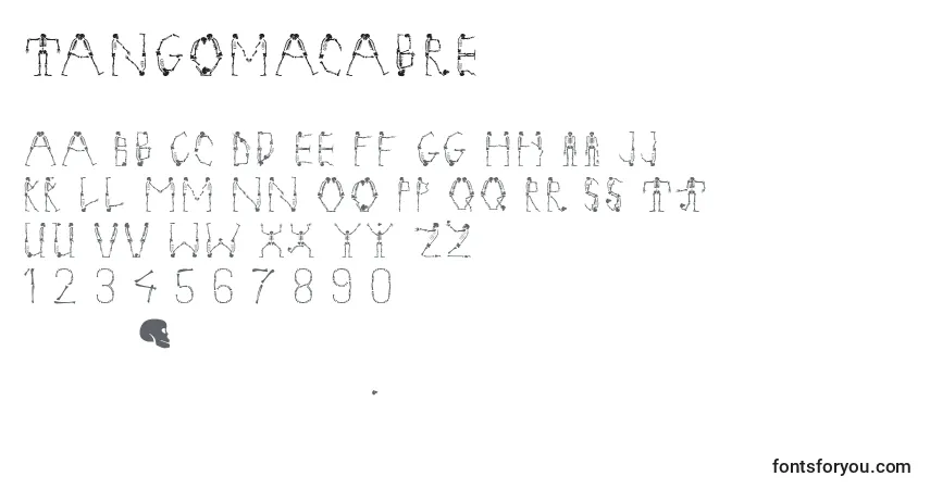 Schriftart Tangomacabre – Alphabet, Zahlen, spezielle Symbole