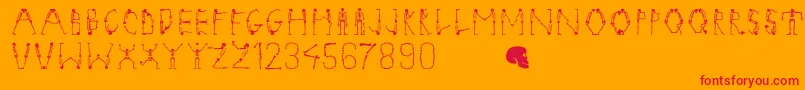 Tangomacabre-Schriftart – Rote Schriften auf orangefarbenem Hintergrund