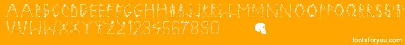 Tangomacabre-Schriftart – Weiße Schriften auf orangefarbenem Hintergrund