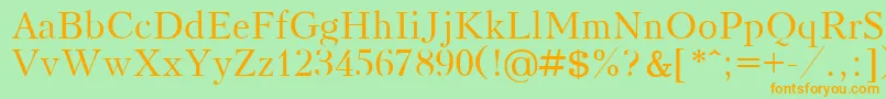 フォントKudrashovPlain.001.001 – オレンジの文字が緑の背景にあります。