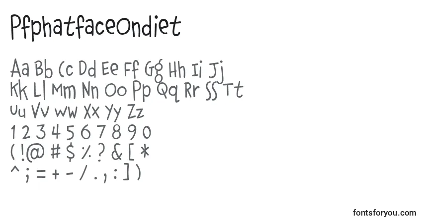Fuente PfphatfaceOndiet - alfabeto, números, caracteres especiales