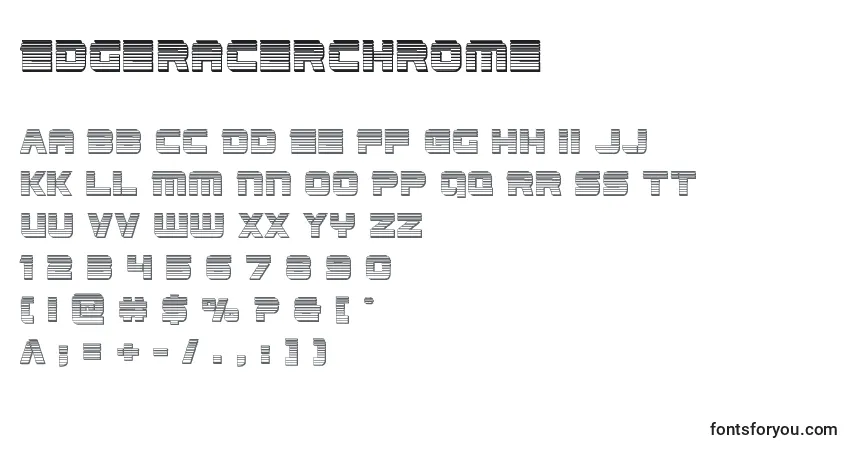 Schriftart Edgeracerchrome – Alphabet, Zahlen, spezielle Symbole